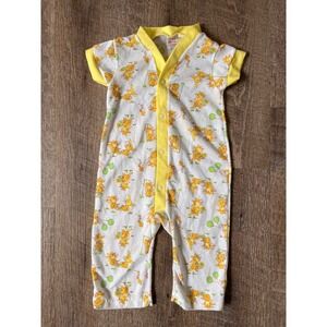 Vintage Sears baby bodysuit yellow‎ rabbit and balloons, 6-12 mo